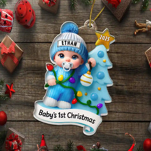 Baby First Christmas Keepsakes For Newborn - Personalized Acrylic Ornament