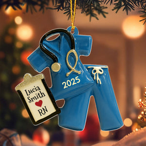 Celebrate Your Favorite Nurse With Scrubs And Badge Ornament, Personalized Acrylic Ornament, Gift For Nurses And Medical Professionals