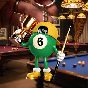 "Champion Pool Ball" – Personalized Acrylic Keychain | A Custom Billiards Player Gift
