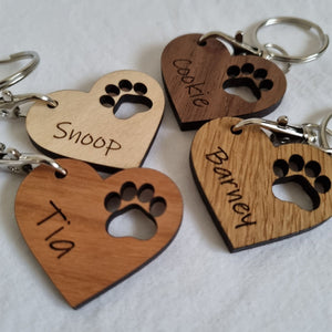 Paw Print Heart Keychain – Personalized Pet Gift For Dog & Animal Lovers
