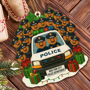 A Festive Police Car, Personalized Wood Ornament, Gift For Police Officers