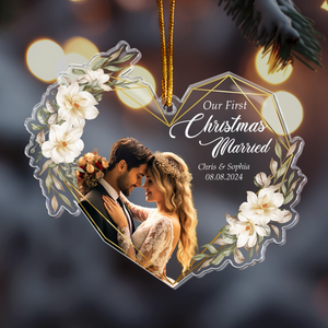 Our First Christmas Married As Mr & Mrs Custom Photo Personalized Acrylic Ornament