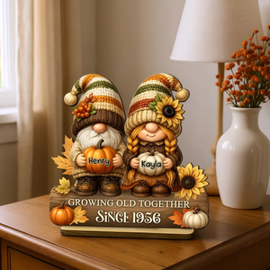 Couple Growing Old Together Personalized Standing Wooden Plaque Fall Decor for Couple