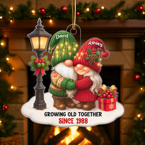Christmas Couple Growing Old Together Personalized Acrylic Ornament