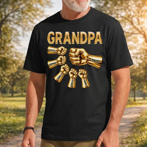 Grandpa Dad Strong Fist Bump Personalized T-Shirt Gift for Dad