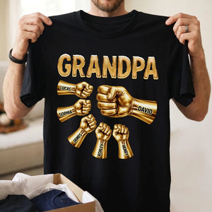 Grandpa Dad Strong Fist Bump Personalized T-Shirt Gift for Dad