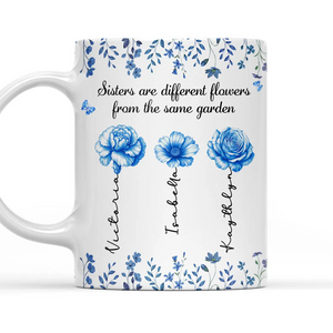 Sisters Are Different Flowers Toile De Jouy Style - Personalized Coffee Mug