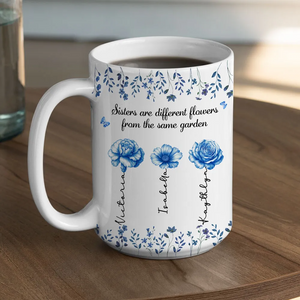 Sisters Are Different Flowers Toile De Jouy Style - Personalized Coffee Mug