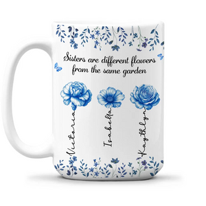 Sisters Are Different Flowers Toile De Jouy Style - Personalized Coffee Mug
