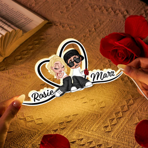 Y2K Couple Heart Shape With Names Personalized Light Box, Anniversary Gift, Unique Gift for Him for Her