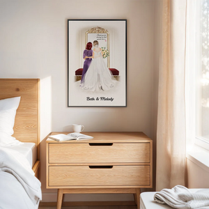 Personalized Cartoon Mom Bride Poster Painting Home Decor Wedding Gift for Bride Mother