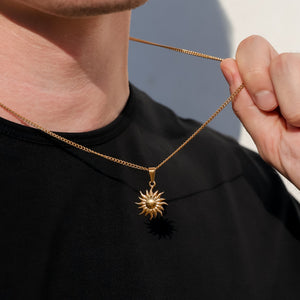 Sun Star Pendant Necklace Jewelry Gift for Man Boyfriend Gift for Him