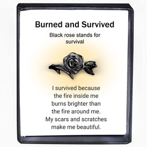 Burned and Survived Black Rose Self-Love Ring