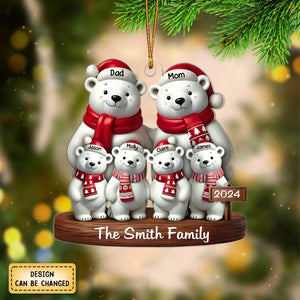 Polar Bears Christmas Family Personalized Acrylic Ornament