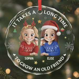 Custom Circle Glass Ornament - Personalized Christmas Best Friend Birthday Gifts