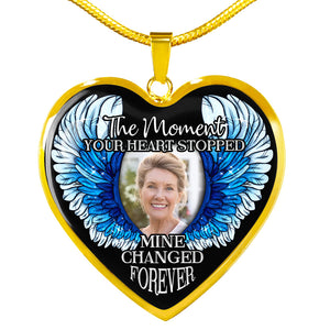 Personalized Memorial Heart Necklace The Moment Your Heart Stopped Wings