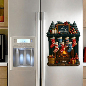 To My Beloved Family This Christmas, Personalized Fireplace And Christmas Stockings Decal