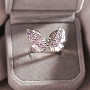For Memorial - Those We Love Fly with Us Diamond Double Butterfly Ring