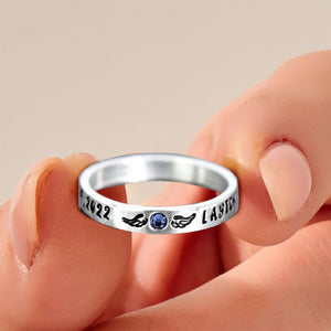 Personalized Memorial Birthstone Ring with Engraved Name & Date
