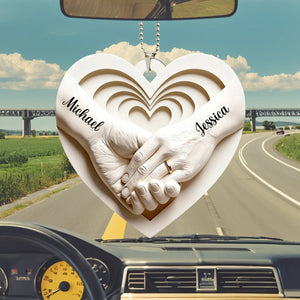 Personalized Couple Hand in Hand Car Ornament,Anniversary Valentines Gift