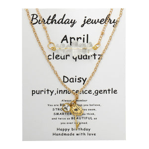 Birthstone Flower Necklaces Dainty Chain Necklace 12 Birth Month Crystal Necklace for Women