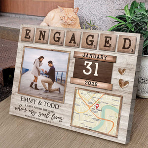 Custom Map - Personalized Canvas Poster Gift For Newly Engaged Couple