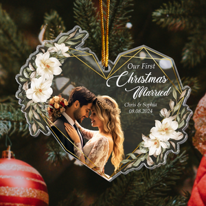Our First Christmas Married As Mr & Mrs Custom Photo Personalized Acrylic Ornament