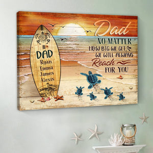 Dad No Matter How Big We Get Canvas Art – Father’s Day Personalized Sea Turtles Name