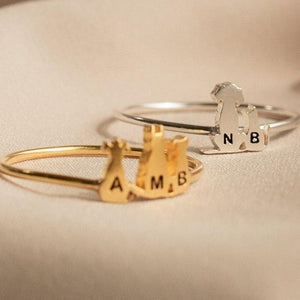 Personalized Pet Ring Pet Lover Memorial Gift Sympathy Gift Stackable Engraved Animal Initial Ring