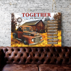 Together We Have It All Rustic Farmhouse Style Personalized Custom Clipart & Text Canvas/Poster