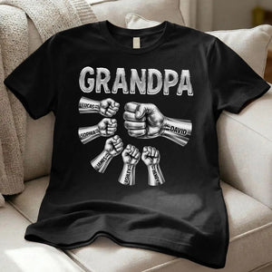 Grandpa Dad Strong Fist Bump Personalized T-Shirt Gift for Dad