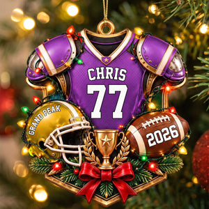 Personalized Football Ornament β Custom Name & Jersey Number Keepsake | Gift For Kids & Football Players