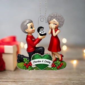 Marriage Proposal - Personalized Acrylic Ornament Newly Engaged Gift For Couple