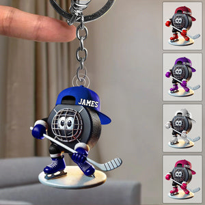 Personalized Ice Hockey Name Keychain For Hockey Fans, Ice Hockey Lover