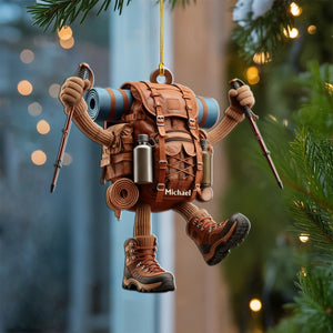 Custom Name Hiking Ornament, Hiking Lover Personalized Christmas Ornament