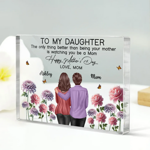 To My Daughter From Mom Happy Mother's Day Birth Flower Personalized Acrylic Block Plaque
