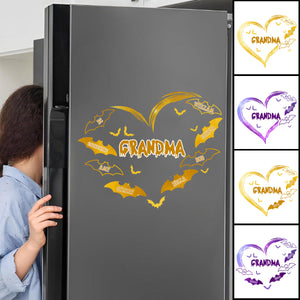 Grandma Halloween - Personalized Grandma Mom Heart Bat Decal