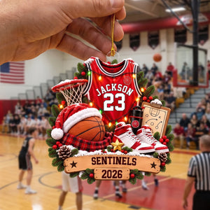 Personalized Basketball Christmas Ornament – Custom Name & Jersey Number Keepsake | Gift For Basketball Players, Coaches & Fans