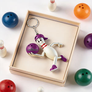 Personalized Running Bowling Keychain Bowling Lover