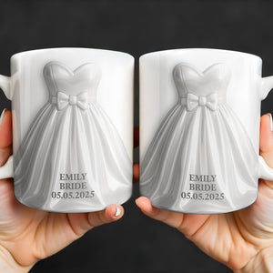 Elegant Groom Suit Bride Dress Design, Personalized Custom Coffee Mug, Gift For Couple