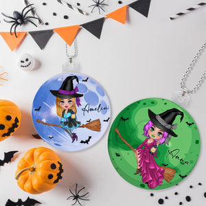 Witch Hat Cartoon Moon Character - Personalized Acrylic Ornament Gift for Women