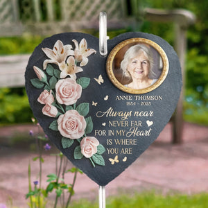 Custom Photo Gone But Not Forgotten - Memorial Personalized Memorial Garden Slate & Hook