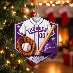 Personalized Baseball Player Acrylic Ornament | Custom Name, Team Name, Jersey Number & Color | Gift For Players, Coaches & Baseball Fans
