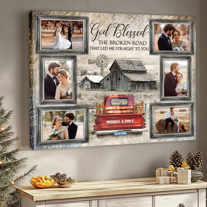 God Blessed Farmhouse Bar and Truck Photo Collage Wall Art Canvas Poster