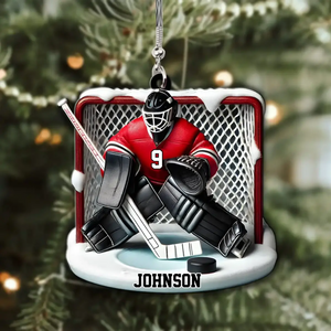 Perfect Gift For Hockey Goalie, Hockey Lovers Personalized Hockey Goal Keeper Shaped Ornament