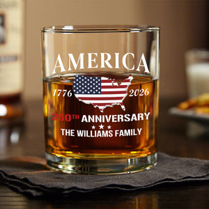 Personalized Family Name America 250th Anniversary Whiskey Glass