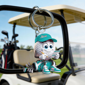 Personalized Golf Mascot Keychain – Funny Golf Ball & Scorecard Key Holder For Golf Bag