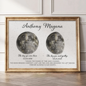Lost Loved One Moon Phase Art Memorial Sympathy Gift Personalized Poster