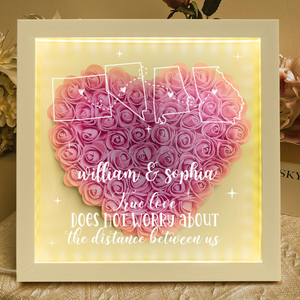 Long Distance Relationship For Couples - Personalized Flower Shadow Box With LED Light