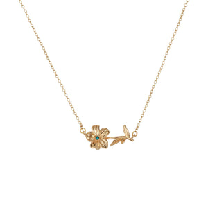 Birth Flower Necklace - Dainty Horizontal Flower Charm
